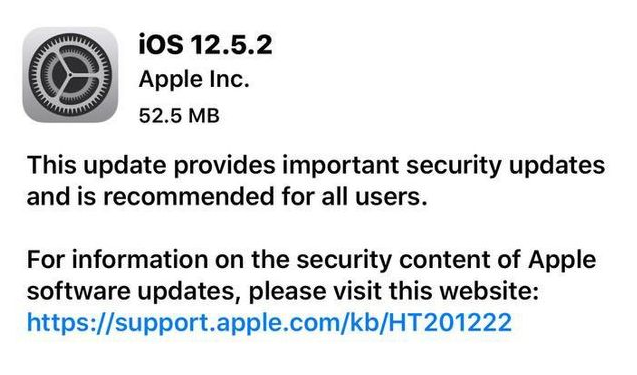 平潭苹果手机维修分享iOS12.5.2发布，建议所有老苹果用户安装 